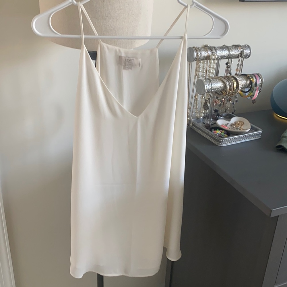 Loft white sleeveless blouse